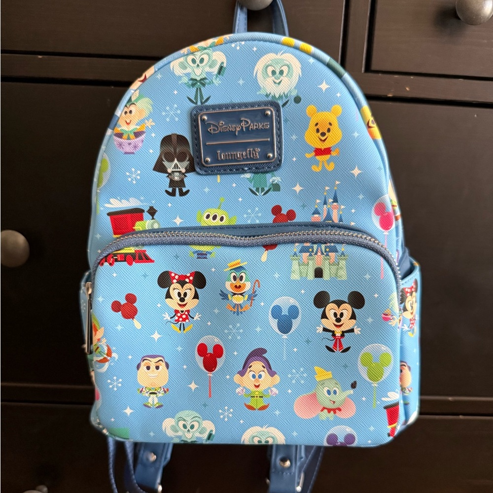 Disney Blue Backpack with Character Prints